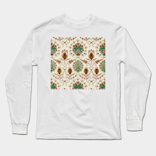 Medieval Textile Pattern by Albert Racinet 1888 Long Sleeve T-Shirt by Carpe Tunicam